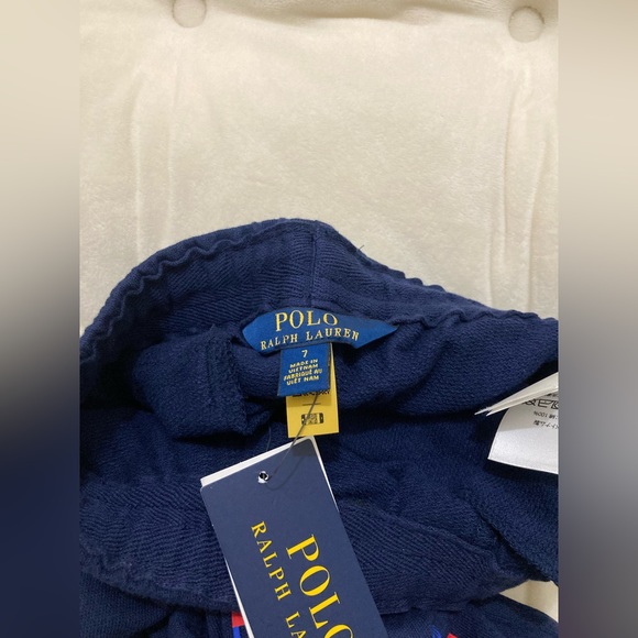 NWT POLO RALPH LAUREN KIDS LOGO SPA TERRY PULL-ON SHORTS NAVY - Picture 4 of 6